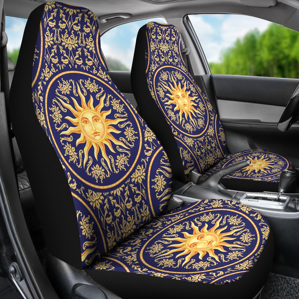 Celestial Gold Sun Face Universal Fit Car Seat Covers