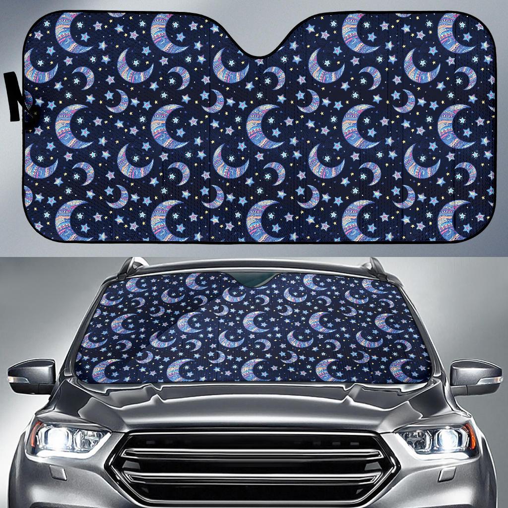 Celestial Moon Pattern Print Design 03 Car Sun Shade-JORJUNE.COM