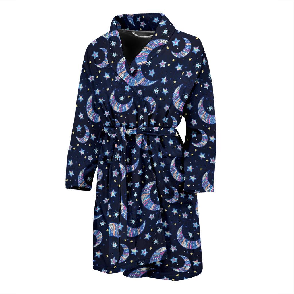 Celestial Moon Pattern Print Design 03 Men Bathrobe-JORJUNE.COM