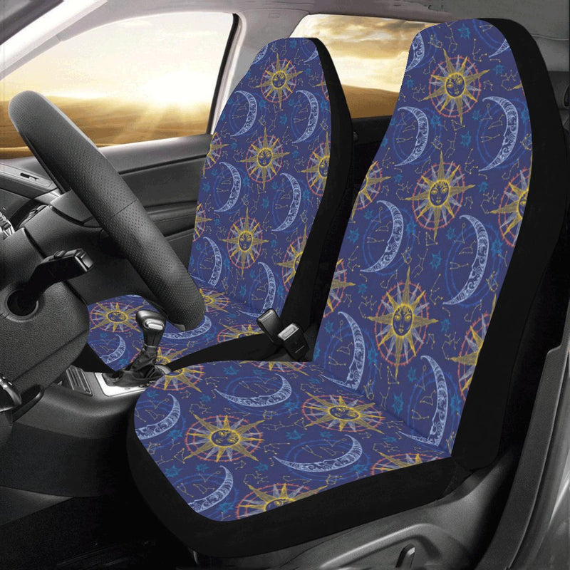 Celestial Moon Sun Pattern Print Design 01 Car Seat Covers (Set of 2)-JORJUNE.COM