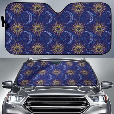 Celestial Moon Sun Pattern Print Design 01 Car Sun Shade-JORJUNE.COM