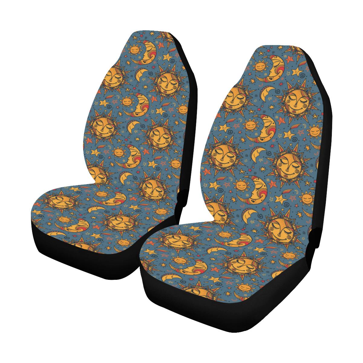 Celestial Moon Sun Pattern Print Design 02 Car Seat Covers (Set of 2)-JORJUNE.COM