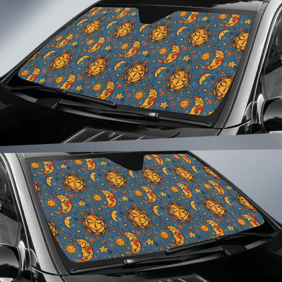 Celestial Moon Sun Pattern Print Design 02 Car Sun Shade-JORJUNE.COM