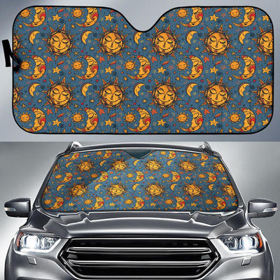 Celestial Moon Sun Pattern Print Design 02 Car Sun Shade-JORJUNE.COM