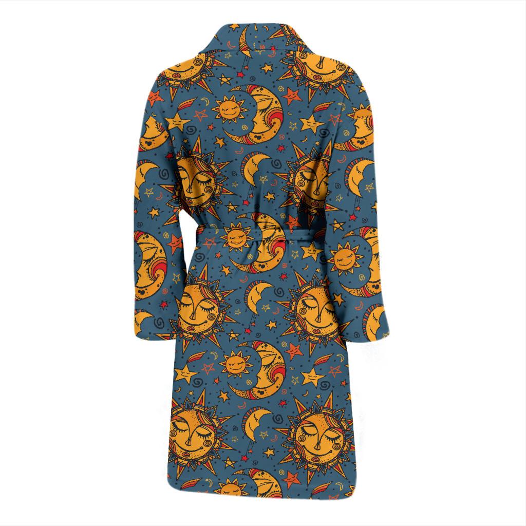 Celestial Moon Sun Pattern Print Design 02 Men Bathrobe-JORJUNE.COM