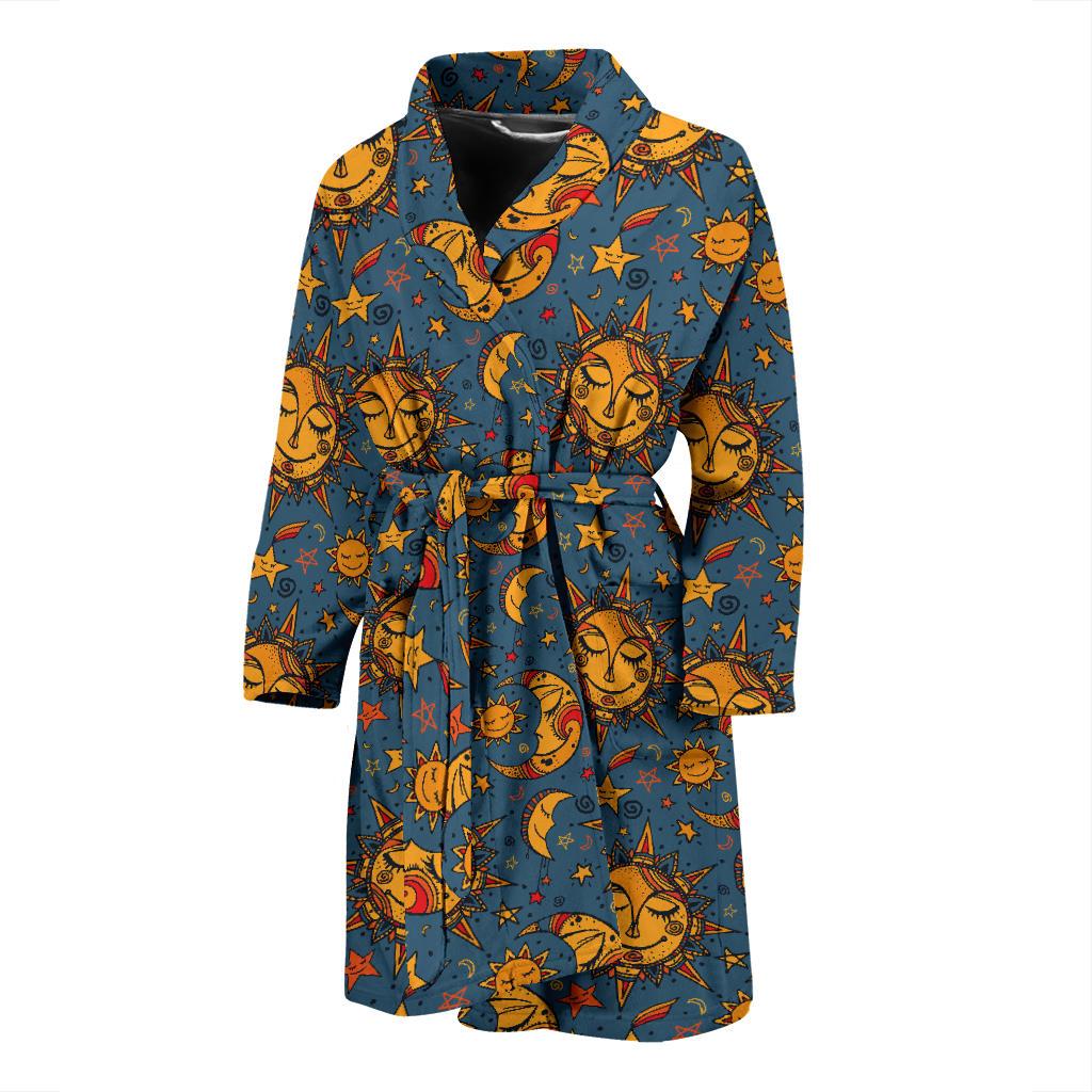 Celestial Moon Sun Pattern Print Design 02 Men Bathrobe-JORJUNE.COM