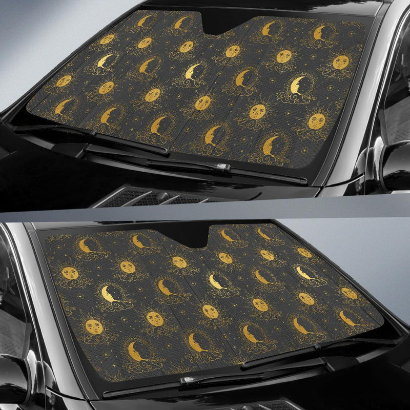 Celestial Moon Sun Pattern Print Design 05 Car Sun Shade-JORJUNE.COM