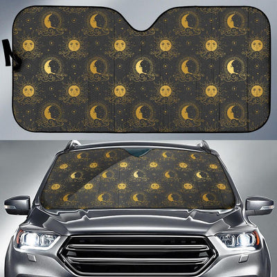 Celestial Moon Sun Pattern Print Design 05 Car Sun Shade-JORJUNE.COM