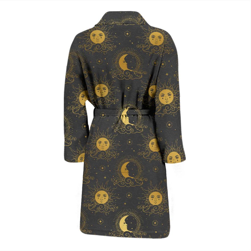 Celestial Moon Sun Pattern Print Design 05 Men Bathrobe-JORJUNE.COM