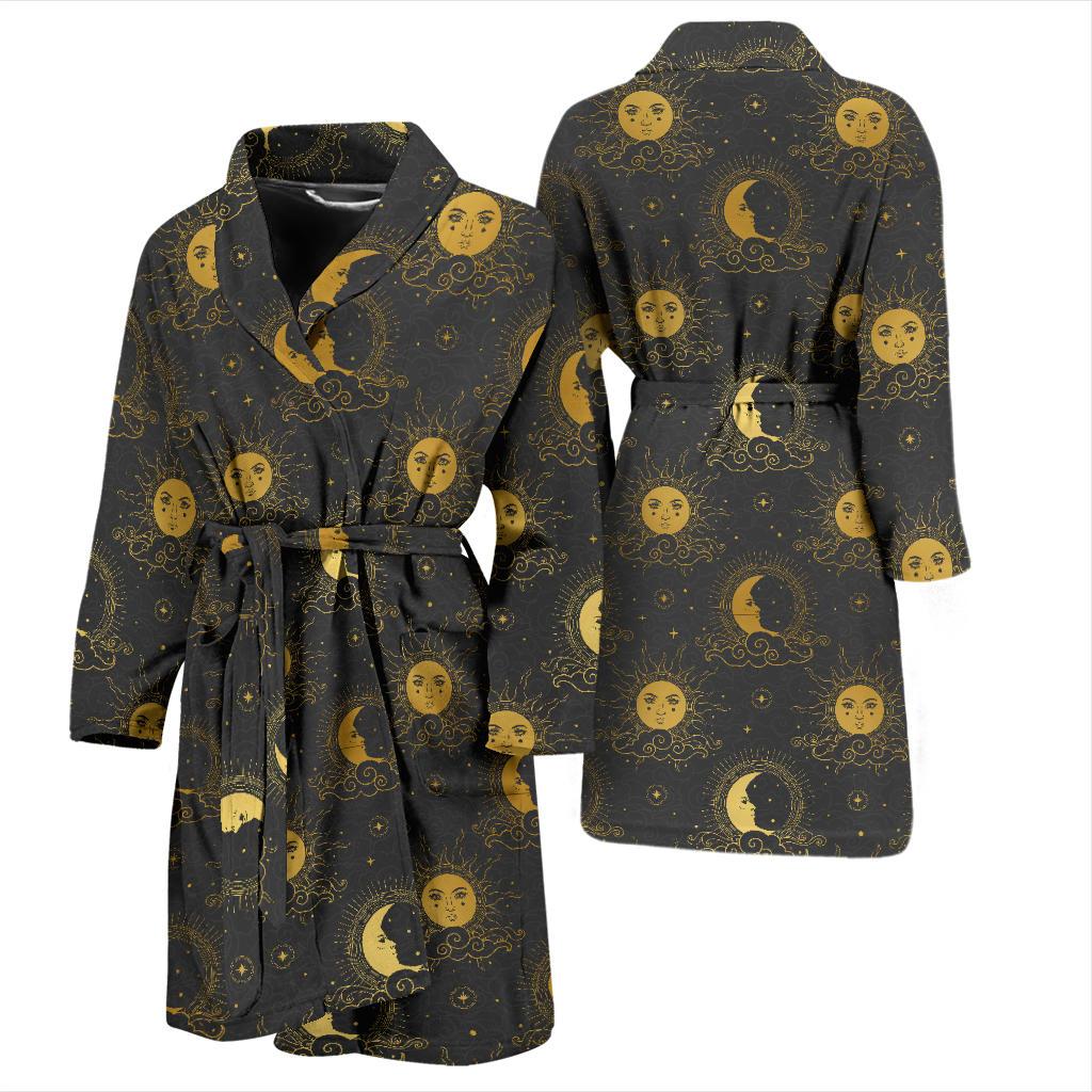 Celestial Moon Sun Pattern Print Design 05 Men Bathrobe-JORJUNE.COM