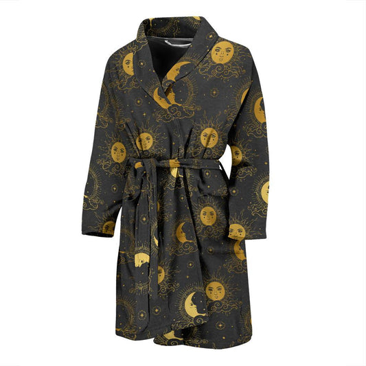 Celestial Moon Sun Pattern Print Design 05 Men Bathrobe-JORJUNE.COM