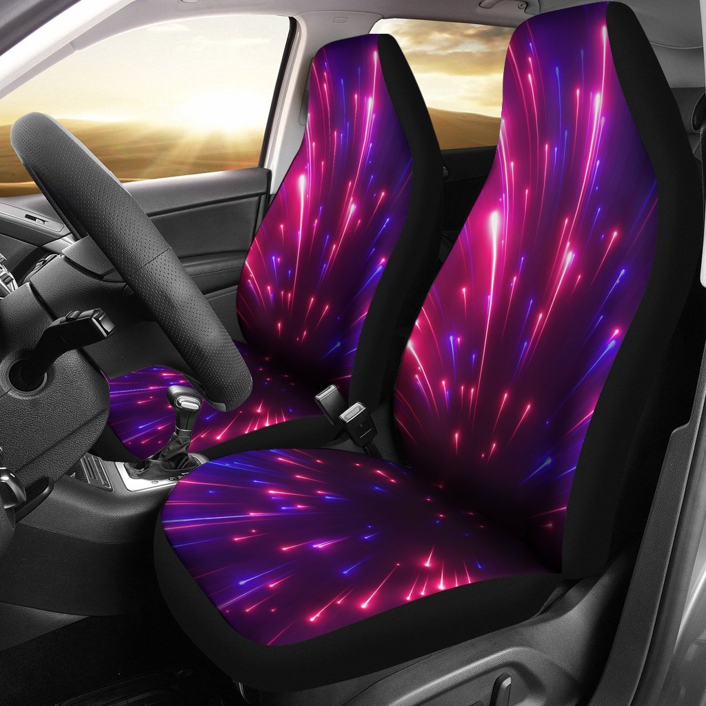 Celestial Purple Blue Neon Speed Light Universal Fit Car Seat Covers