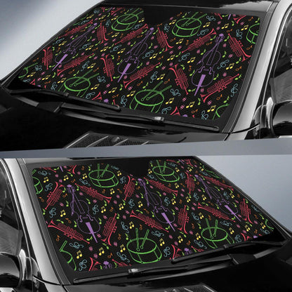 Cello Neon Pattern Print Design 02 Car Sun Shade-JORJUNE.COM