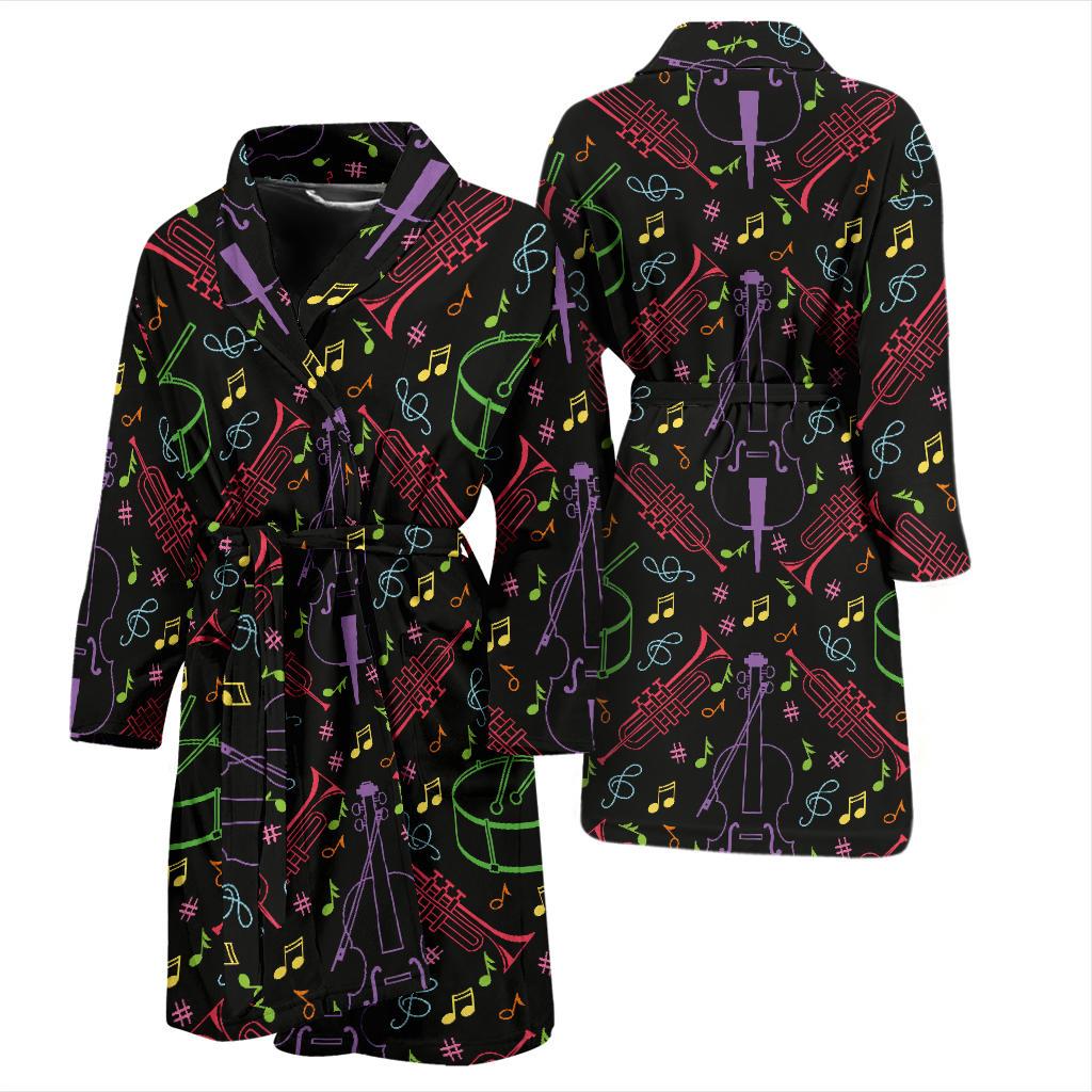 Cello Neon Pattern Print Design 02 Men Bathrobe-JORJUNE.COM