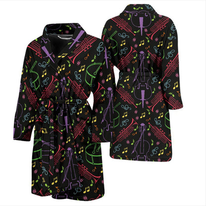 Cello Neon Pattern Print Design 02 Men Bathrobe-JORJUNE.COM