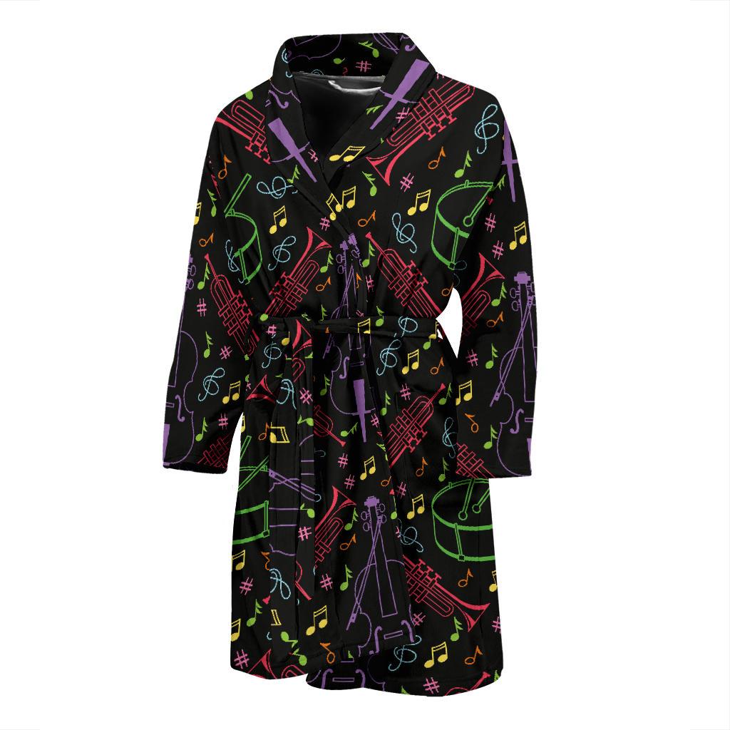 Cello Neon Pattern Print Design 02 Men Bathrobe-JORJUNE.COM