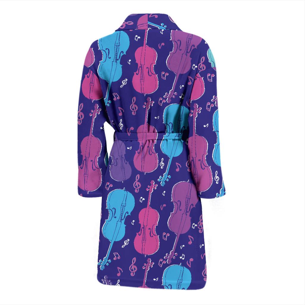Cello Pattern Print Design 01 Men Bathrobe-JORJUNE.COM