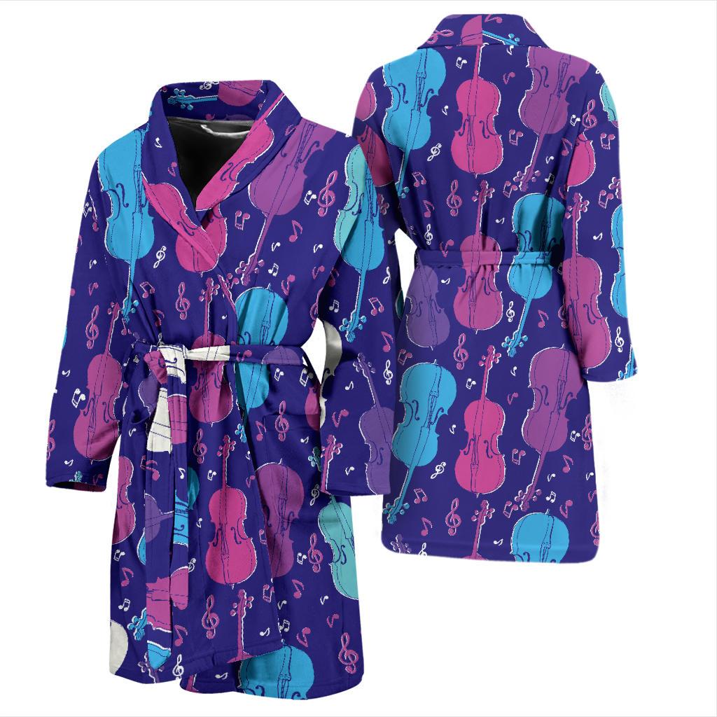Cello Pattern Print Design 01 Men Bathrobe-JORJUNE.COM