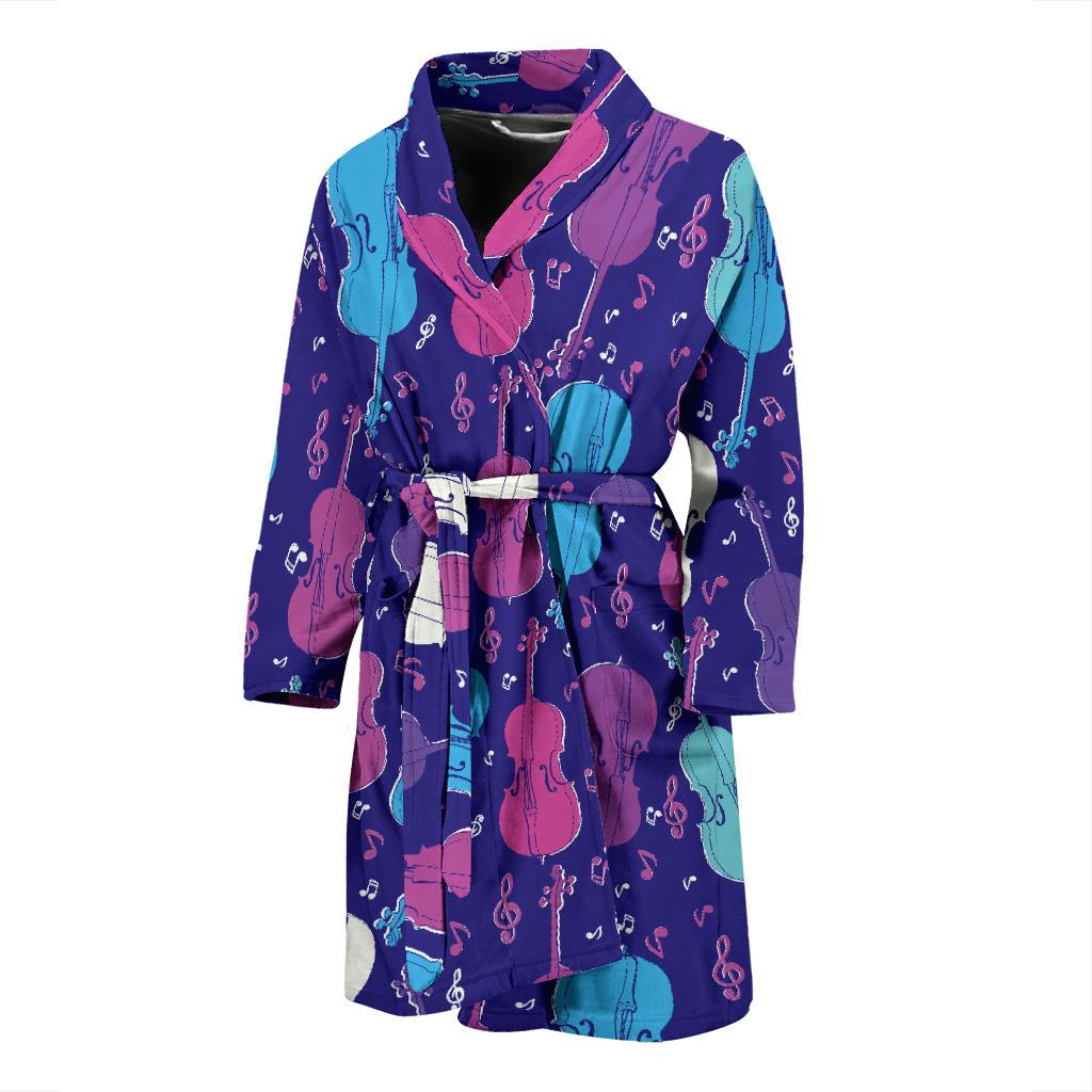 Cello Pattern Print Design 01 Men Bathrobe-JORJUNE.COM