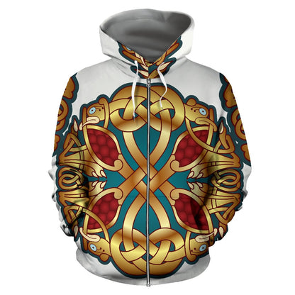 Celtic Design All Over Zip Up Hoodie