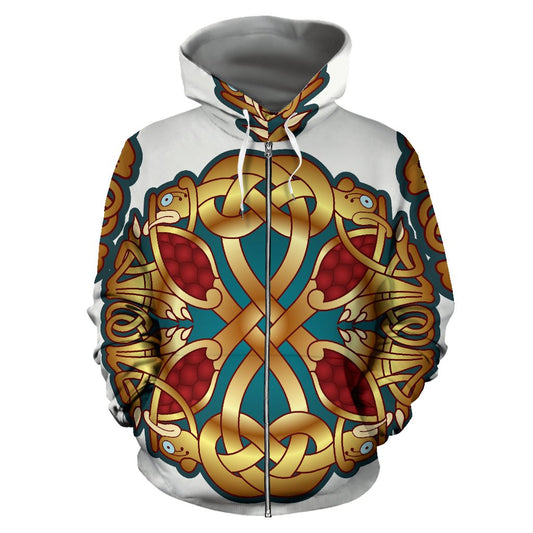 Celtic Design All Over Zip Up Hoodie
