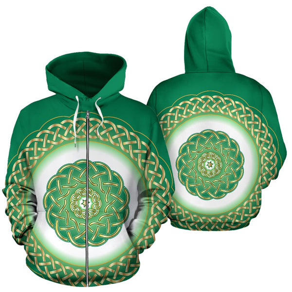 Celtic Green Zip Up Hoodie JorJune