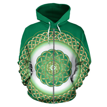 Celtic Green All Over Zip Up Hoodie