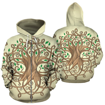 Celtic Tree of life All Over Zip Up Hoodie