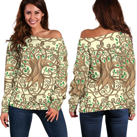 Celtic Tree of Life Off Shoulder Sweatshirt