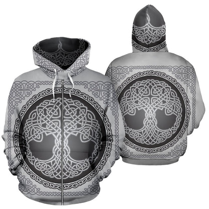 Celtic Tree of life Print All Over Zip Up Hoodie