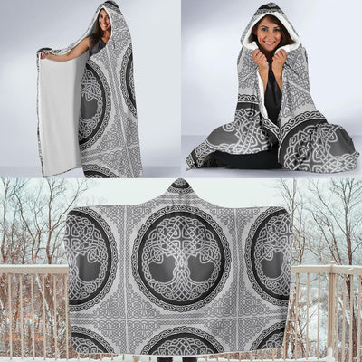 Celtic Tree of life Print Hooded Blanket-JORJUNE.COM