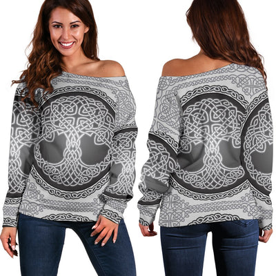 Celtic Tree of Life Print Off Shoulder Sweatshirt