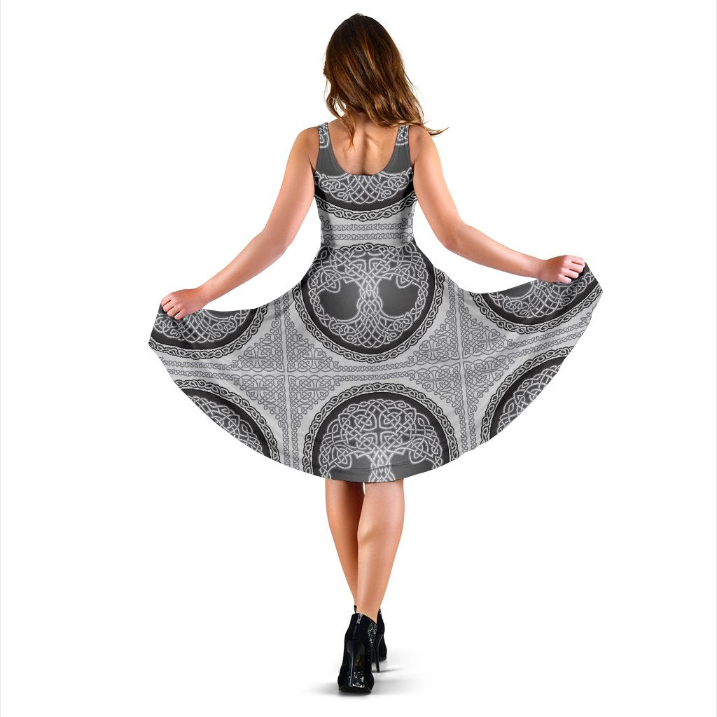 Celtic Tree of Life Print Sleeveless Mini Dress