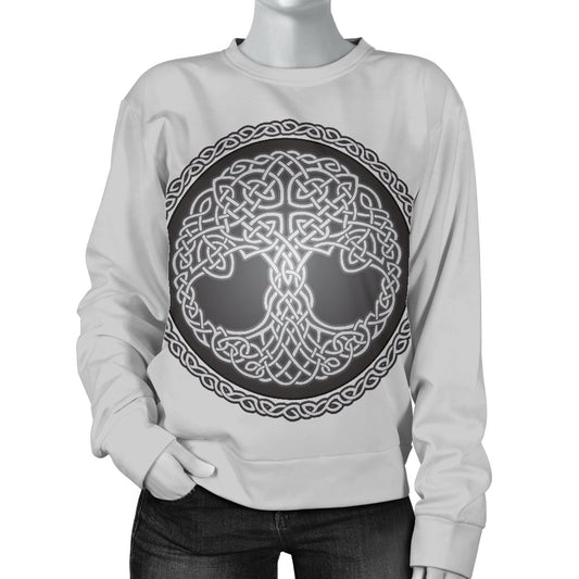 Celtic Tree Of Life Print Women Crewneck Sweatshirt