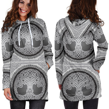 Celtic Tree of Life Print Women Hoodie Dress