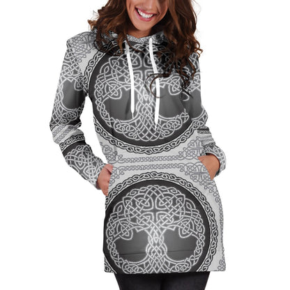 Celtic Tree of Life Print Women Hoodie Dress