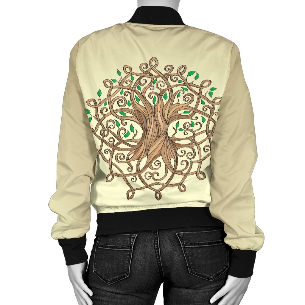Celtic Tree Of Life Women Casual Bomber Jacket