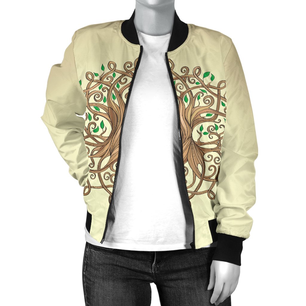 Celtic Tree Of Life Women Casual Bomber Jacket