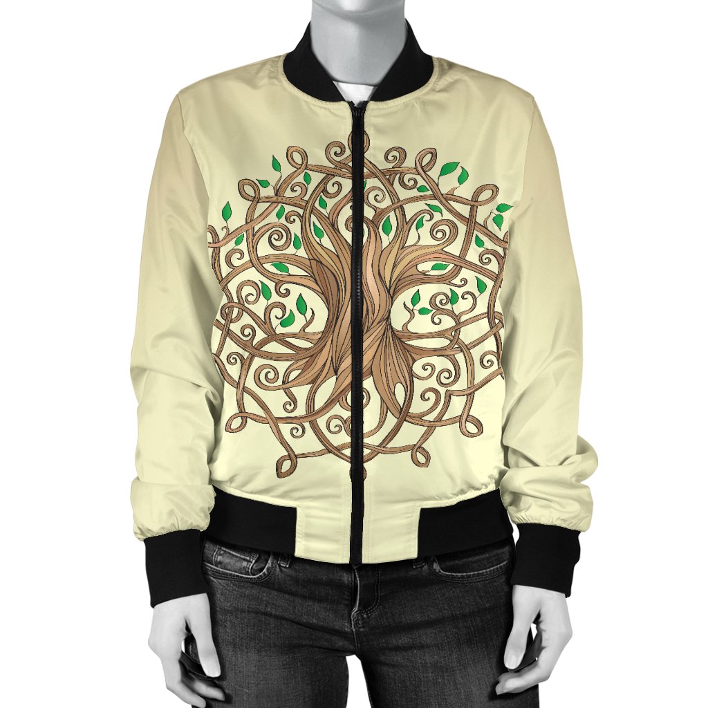 Celtic Tree Of Life Women Casual Bomber Jacket