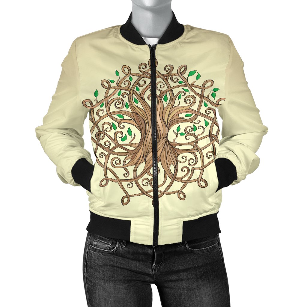 Celtic Tree Of Life Women Casual Bomber Jacket