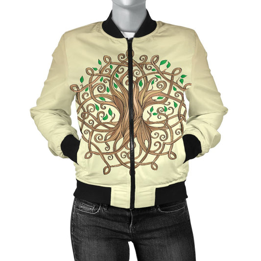 Celtic Tree Of Life Women Casual Bomber Jacket