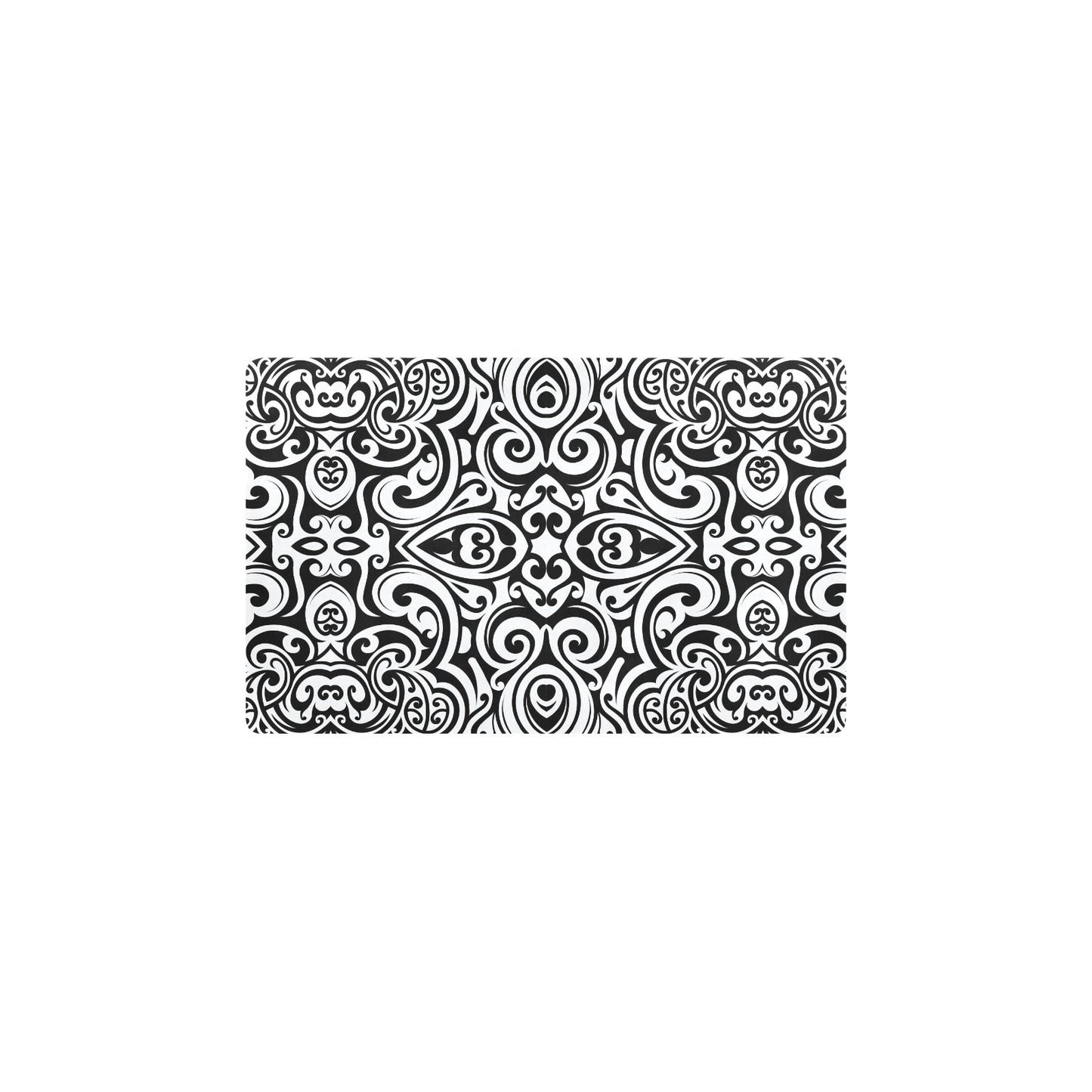 Polynesian Tattoo Pattern Kitchen Mat