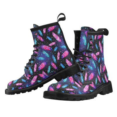 Feather Colorful Boho Design Print Women's Boots