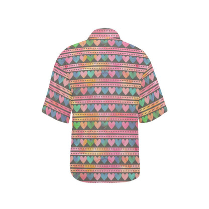 Heart Pattern Print Design HE010 Women's Hawaiian Shirt