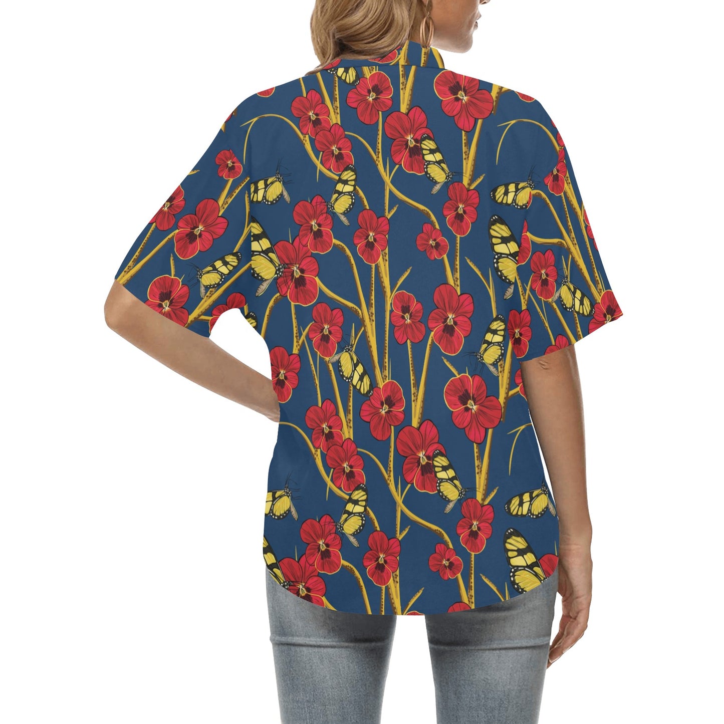 Pansy Pattern Print Design A01 Women's Hawaiian Shirt
