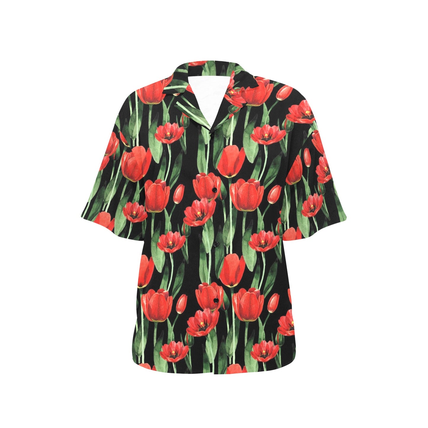 Tulip Red Pattern Print Design TP03 Women's Hawaiian Shirt