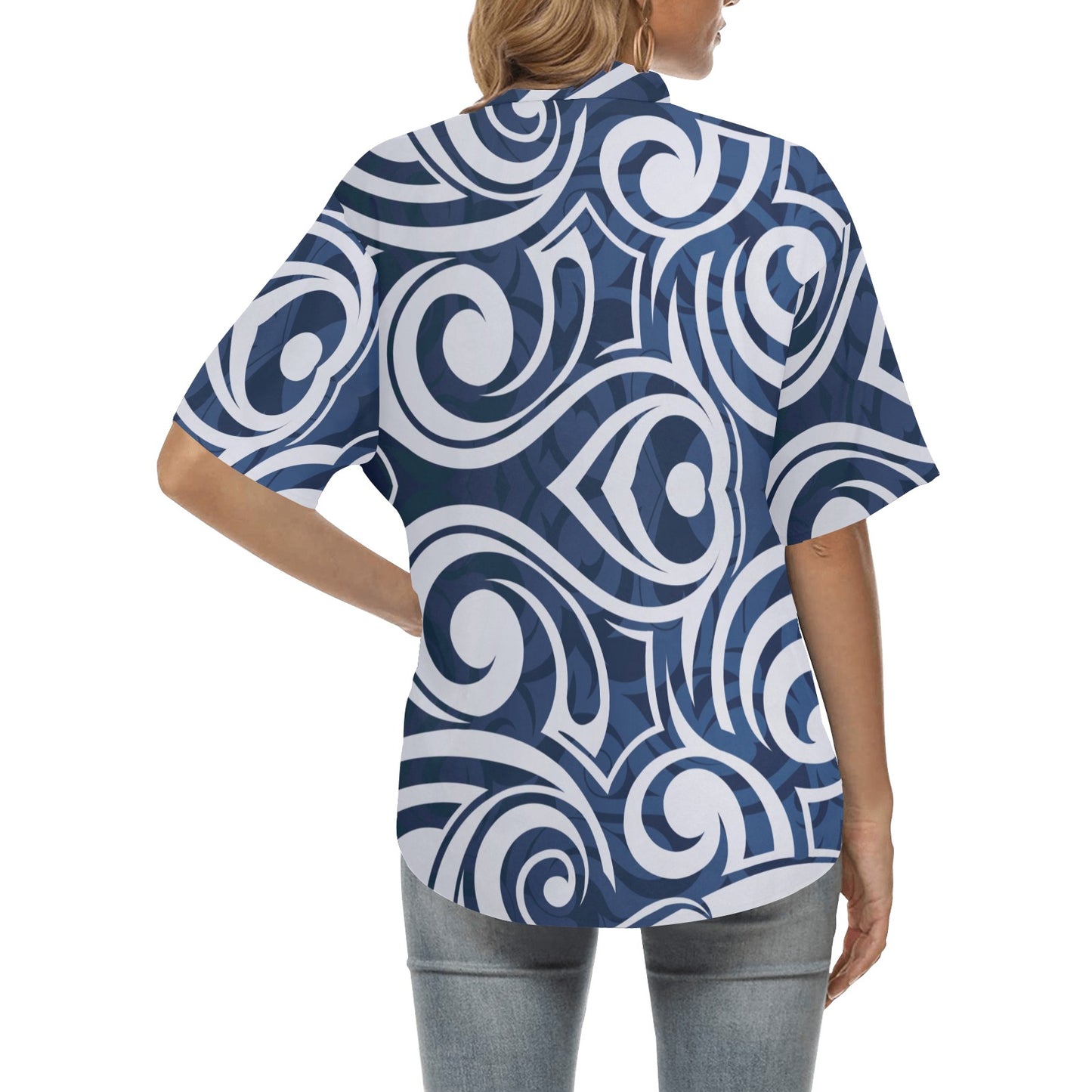 Maori Pattern Print Design 01 Women's Hawaiian Shirt