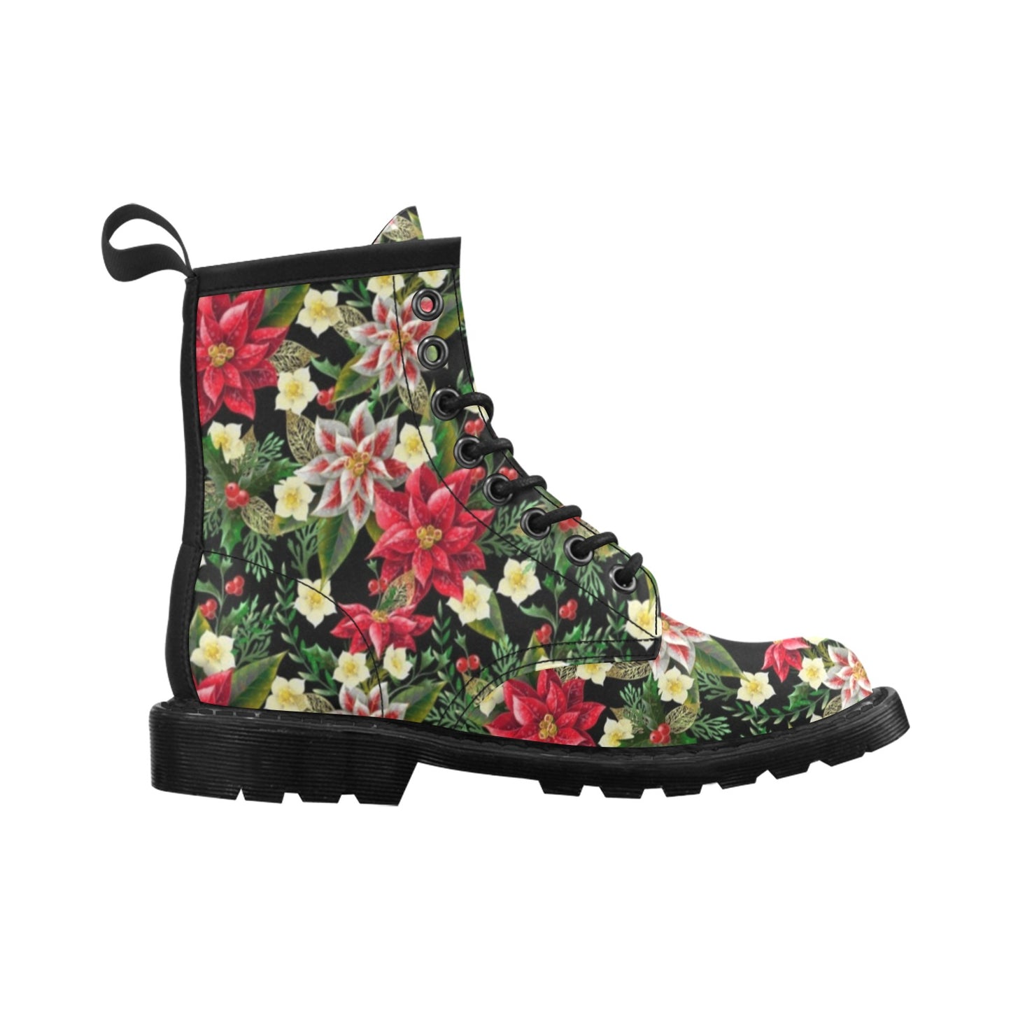 Poinsettia Pattern Print Design POT05 Women's Boots