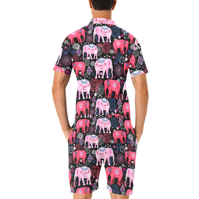 Pink Elephant Pattern Men's Romper