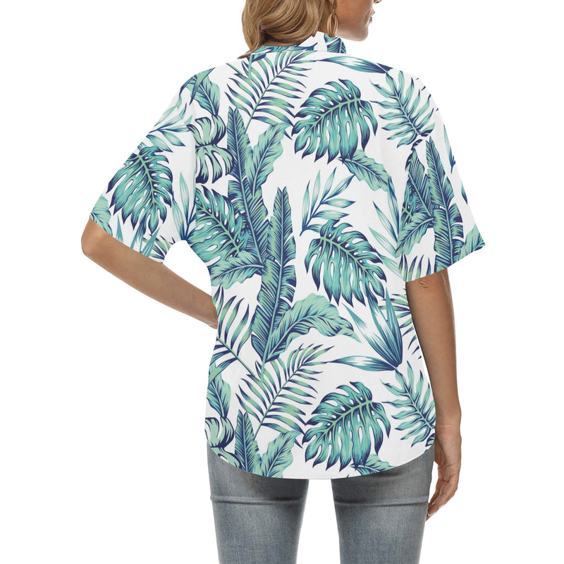 Pattern Tropical Palm Leaves Women's Hawaiian Shirt